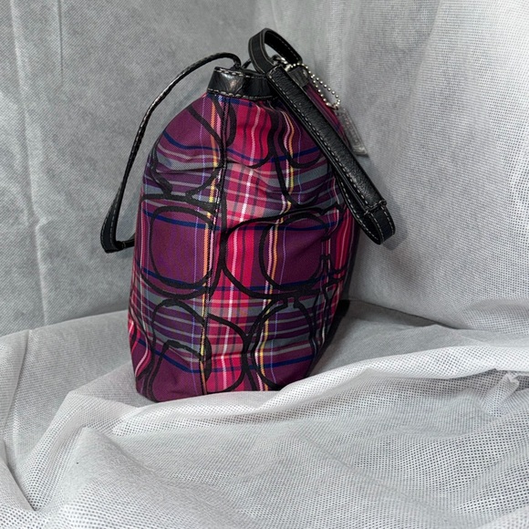 Coach Poppy Tartan Plaid Women's Vibrant Pink and Purple Plaid purse, tote, bag - Picture 6 of 12